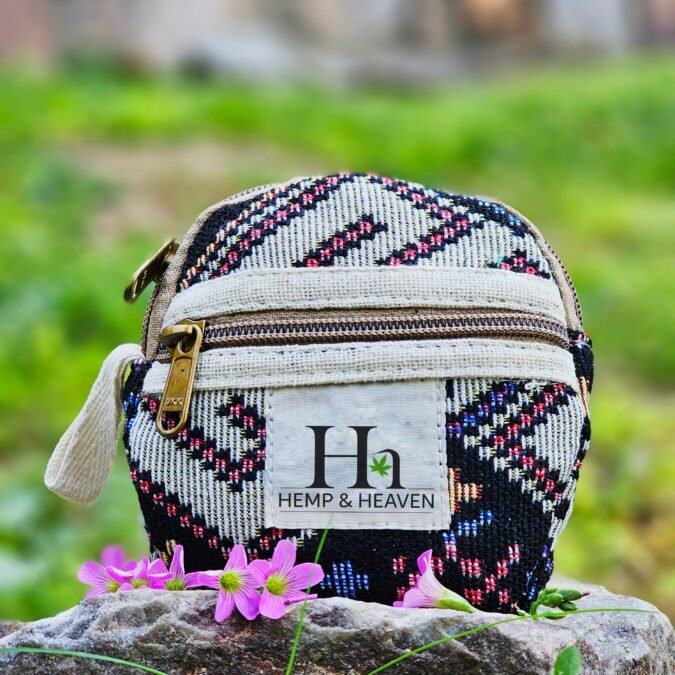 Handmade Eco Hemp Coin Pouch|Boho Print