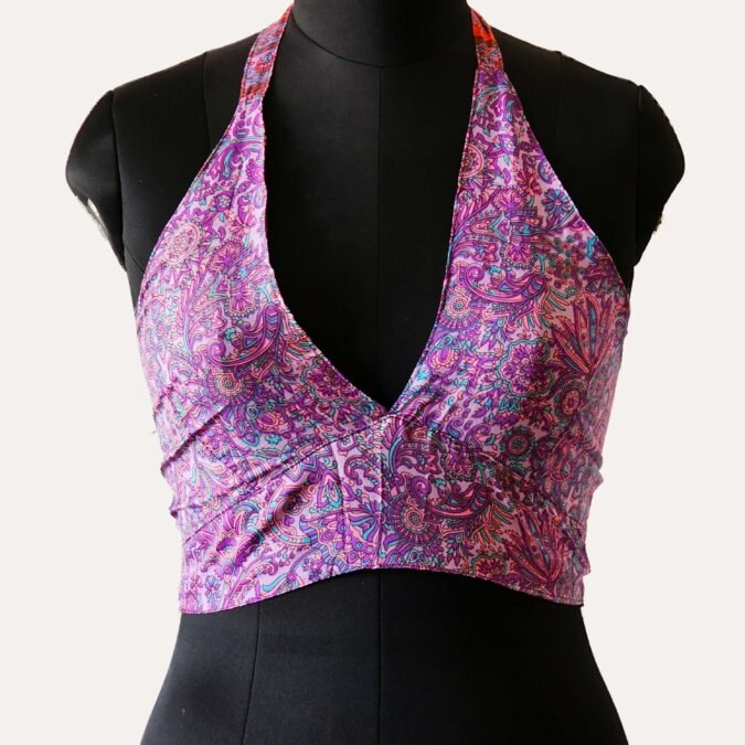 Drape Yourself in Desire- The Reversible halter neck bikini top | Purple and Red