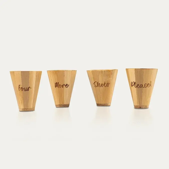 Bamboo Shot Glasses Set of 4 | Handmade Vodka Glasses